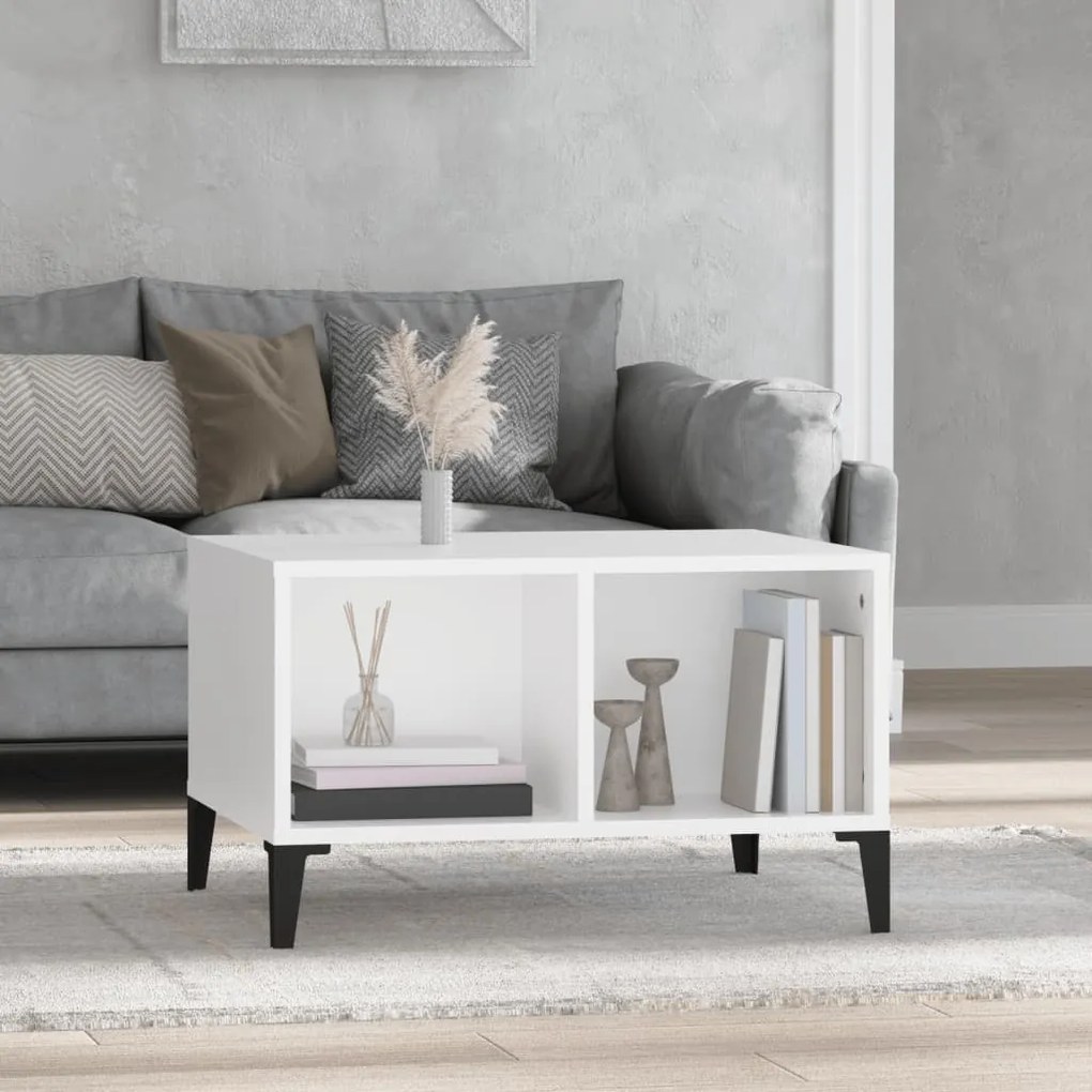 Tavolino Da Salotto Bianco 60x50x36,5 Cm İn Legno Multistrato /
