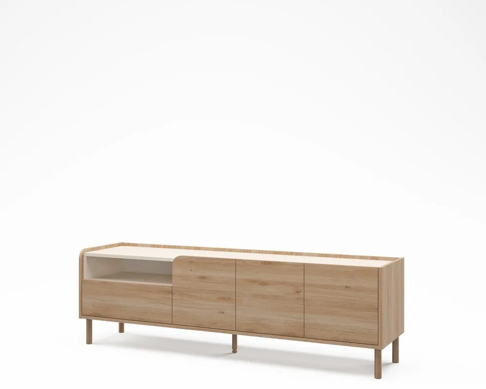 Mobile TV di colore naturale con effetto rovere 180x55,5x44 cm Monza – Marckeric