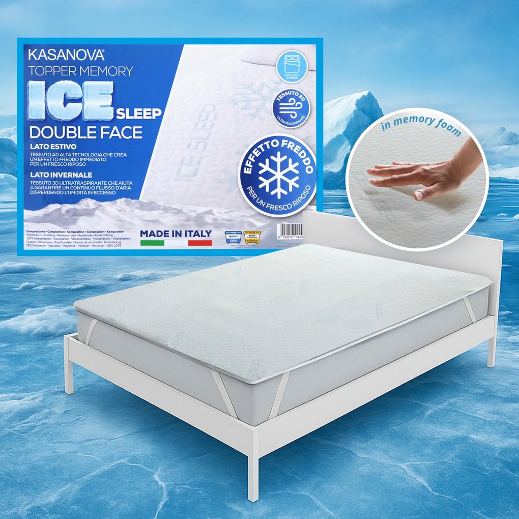 Topper matrimoniale memory Ice Sleep effetto rinfrescante