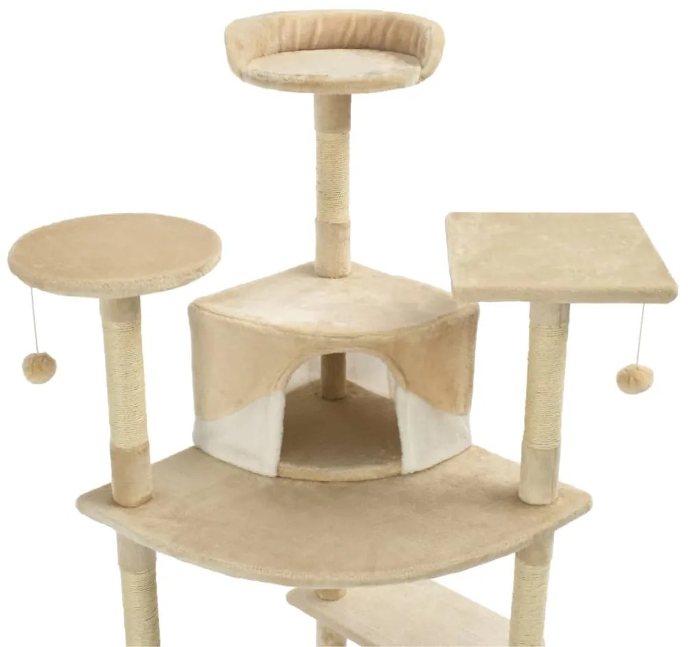 Albero per gatti e tiragraffi in sisal 203 cm beige e bianco