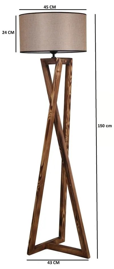 Lampada da terra marrone con paralume in tessuto (altezza totale 166 cm) Maçka – Opviq lights