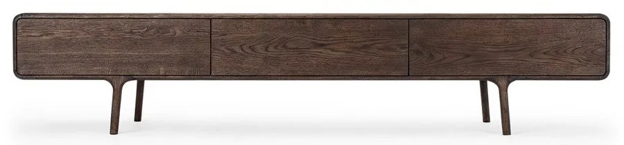 Mobile TV marrone in rovere massiccio 220x45x45 cm Fawn – Gazzda