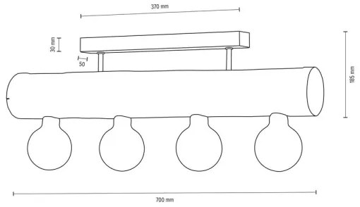 Spot-Light DO6997456 - Lampadario a soffitto TRABO 4xE27/60W/230V pino
