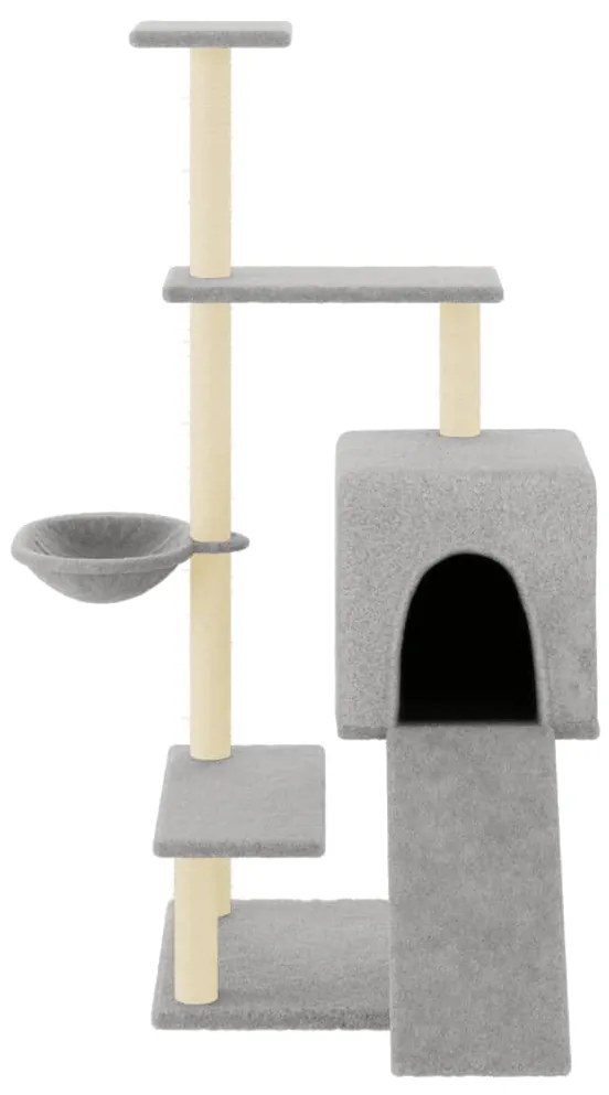 Albero per gatti con tiragraffi in sisal grigio chiaro 130,5 cm