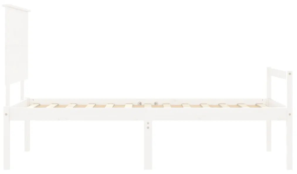 Letto per Anziani Bianco Testiera Small Single Legno Massello