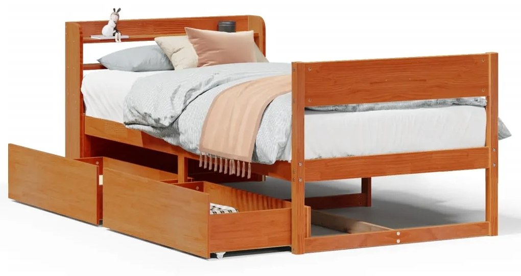 Letto senza materasso marrone cera 75x190 cm in legno di pino