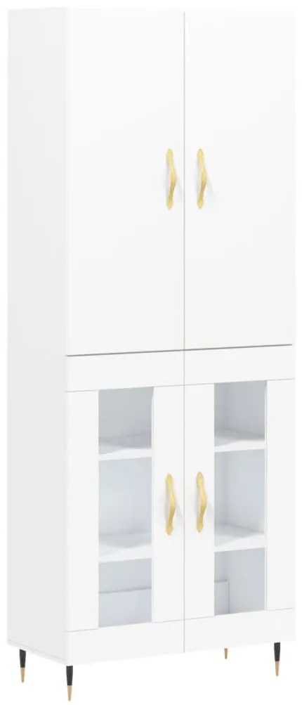 Credenza bianca 69,5x34x180 cm in legno multistrato