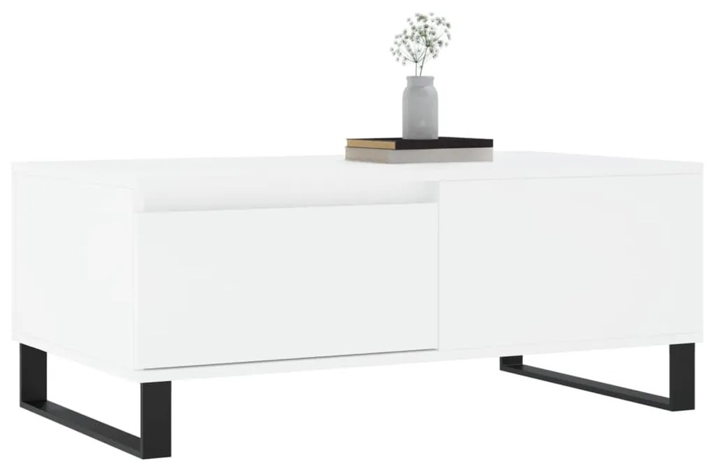 Tavolino da salotto bianco 90x50x36,5 cm in legno multistrato