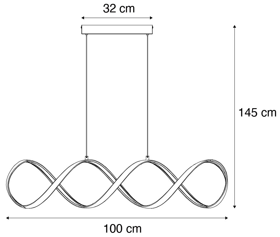 Lampada a sospensione di design nera 100 cm con LED dimmerabile a 3 livelli - Wokkel