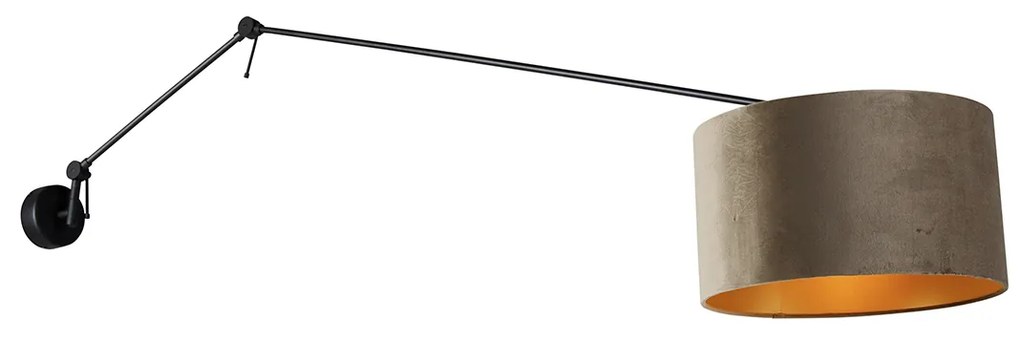 Applique nera con paralume in velluto tortora 35 cm orientabile - Blitz