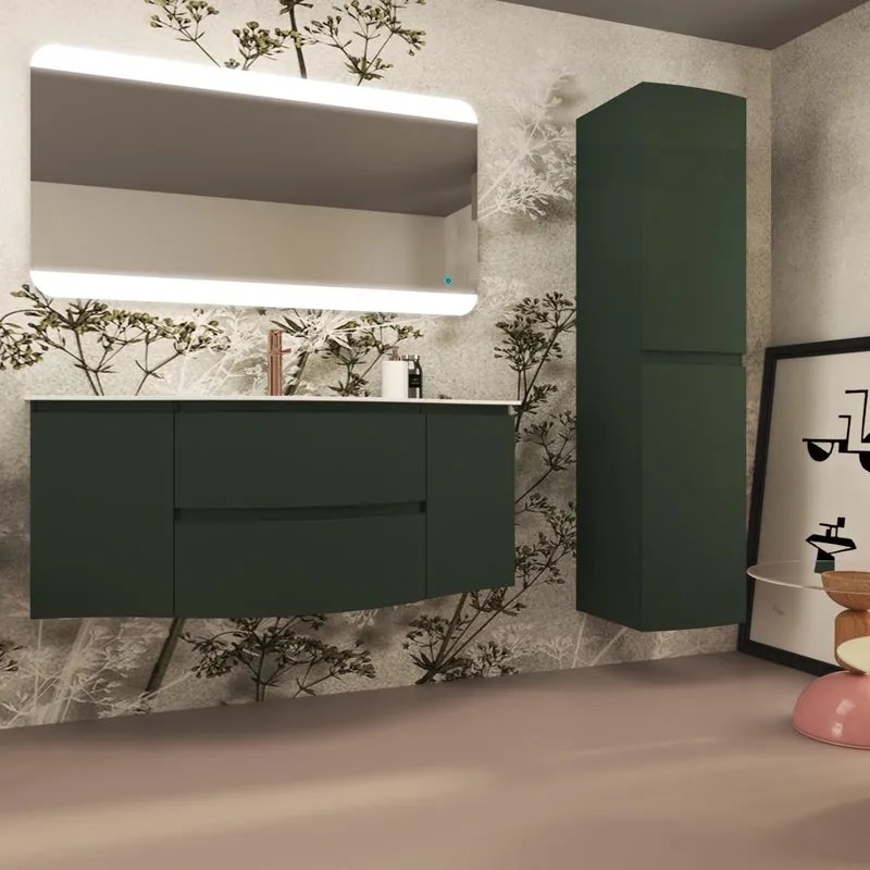 Mobile da bagno sotto lavabo BADEN HAUS Vague verde laccato opaco L 69 x H 55 x P 52 cm 2 cassetti, lavabo non incluso