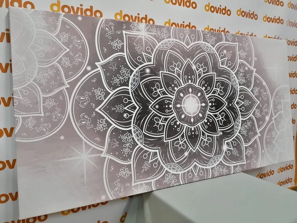 Stampa su tela – Mandala orientale in bianco e nero