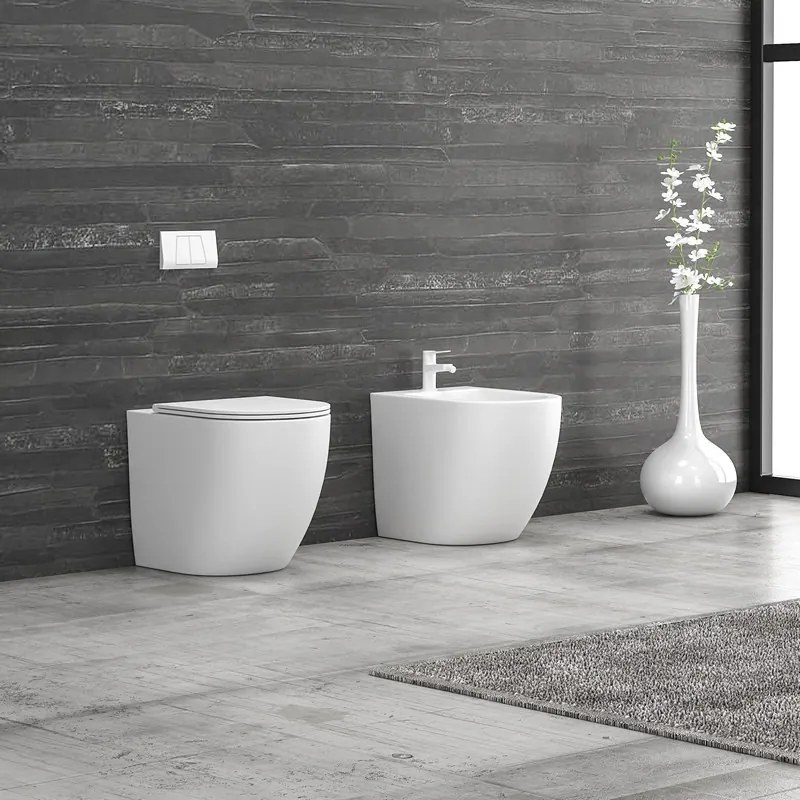 Kamalu - Vaso filo parete senza brida colore bianco lucido | MIL-BL