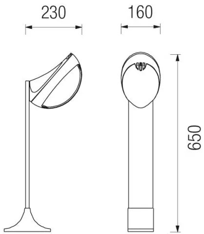 Airone Stelo Led Silver 1 Luce H. 65Cm 9W 3000°K