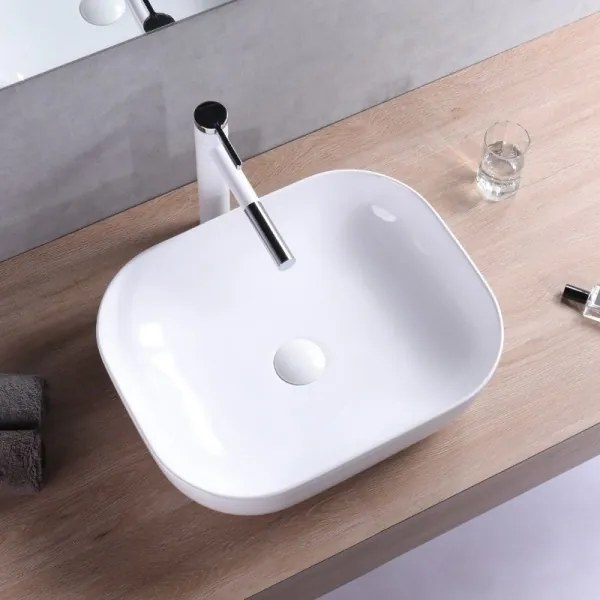 REA-U6300 - Lavabo da appoggio MONA SLIM 40x50,5 cm ceramica/bianco lucido