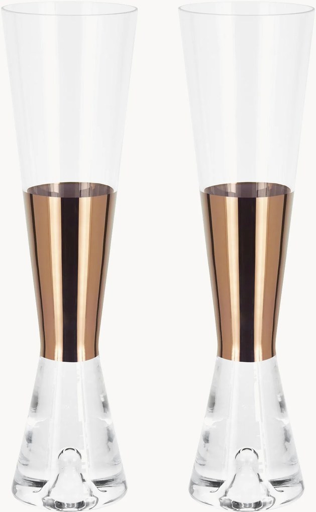 Set di 2 flute da champagne in vetro soffiato Tank