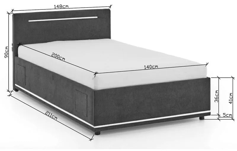 Letto da bambini grigio scuro imbottito rete non inclusa 140x200 cm Circle – Meise Möbel