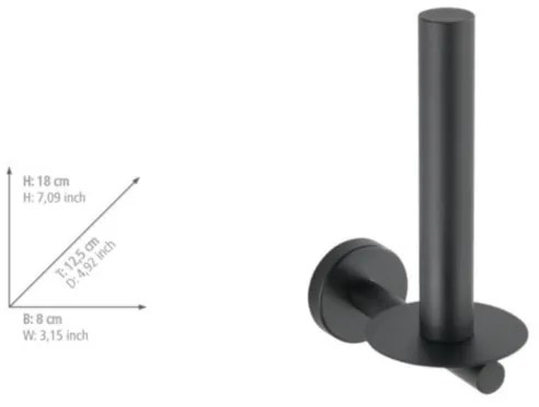 WENKO 24262100-Portarotolo per carta igienica BOSIO BLACK 8x18 cm acciaio inossidabile/argento
