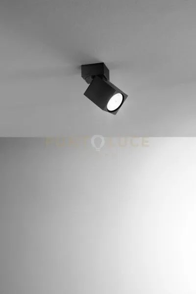 Faretto in alluminio nero connect 1 luce attacco gu10 quadrato 6x6cm