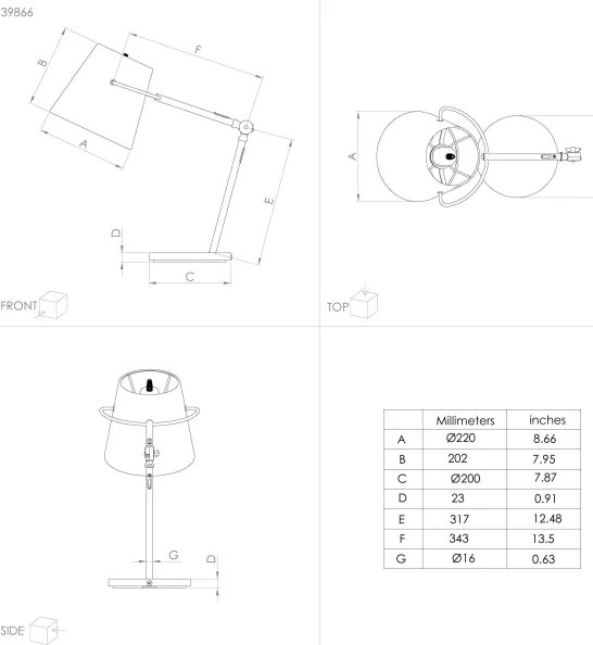 Eglo 39866 - Lampada da tavolo GRANADILLOS 1xE27/40W/230V