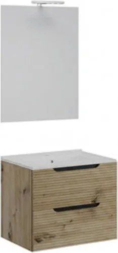 Mobile Bagno Sospeso Comfort 2 Cassetti Dogato 60 Cm Rovere Oro