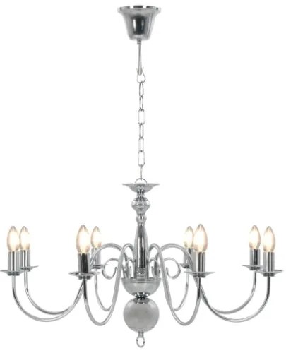 Lampadario Argento con 8 Lampadine E14