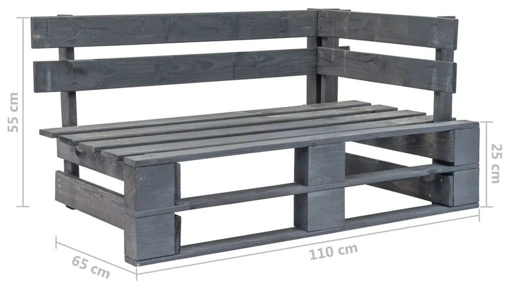 Set divani in pallet con cuscini 6 pz in pino impregnato grigio