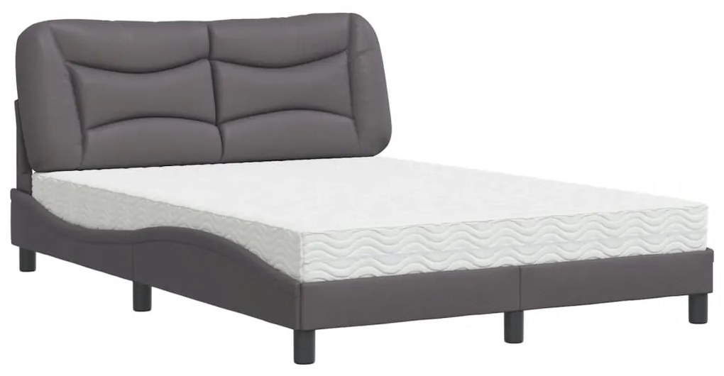 Letto con materasso grigio 140x190 cm in similpelle