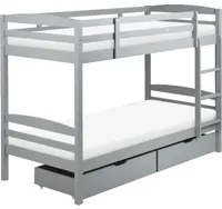 Letto a castello letto doppio con cassetti in legno di pino grigio singola misura 90 x 200 per bambini in cameretta