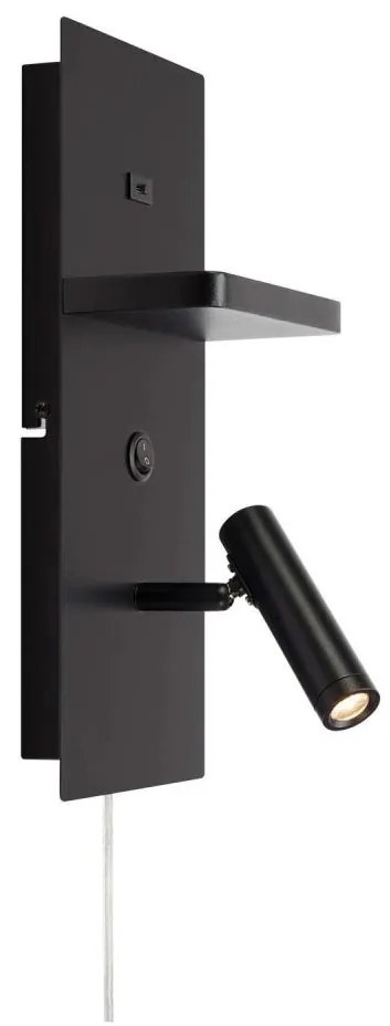 Markslöjd 109018 - Lampada da parete LED CARICA con mensola e porta USB 4W/230V, nero