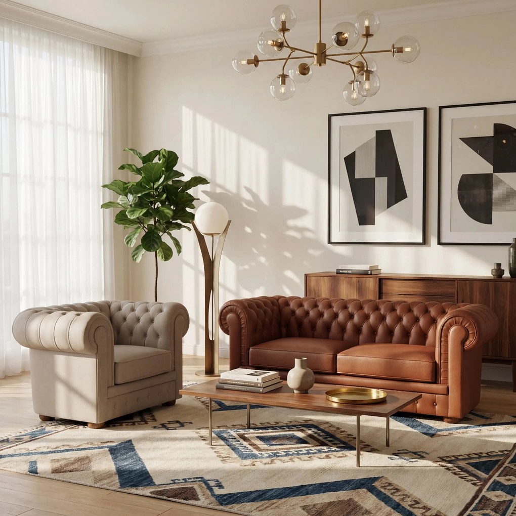 Chester – Divano Chesterfield in vera pelle spessorata 2 e 3 posti