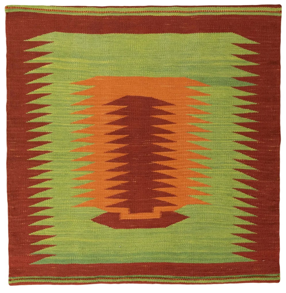 Kilim Tappeto persiano 100x100 Verde (Iran) Tessuto A Mano