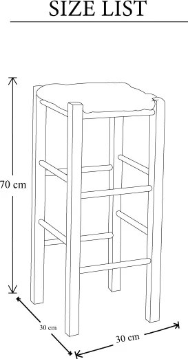 Sgabello in legno fondo paglia quadrato altezza 70 cm Noce