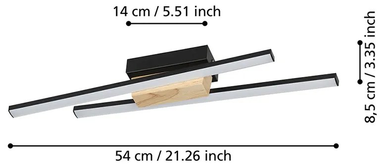 Applique Moderna Panagria Led Alluminio Rivestito In Legno Nero E Marrone