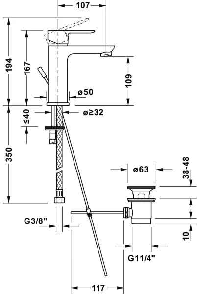 Duravit DC1023001010 - Miscelatore per lavabo + piletta di scarico D-CODE cromo lucido