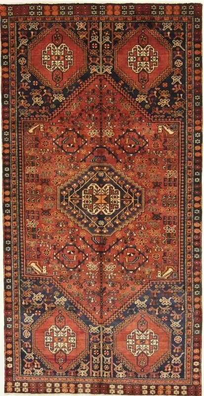 Shiraz Tappeto persiano 140x270 Rosso (Iran) Annodato A Mano
