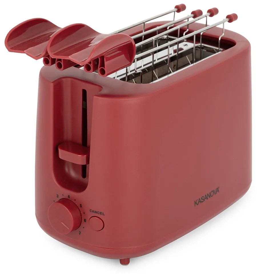 Tostapane 2 fette 7 livelli di tostatura 750 W rosso
