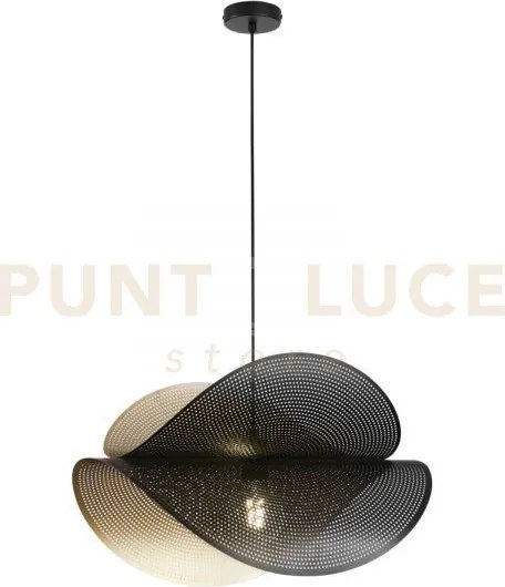 Lampadario a sospensione rhei-dot nera e oro doppio diffusore 1 luc...
