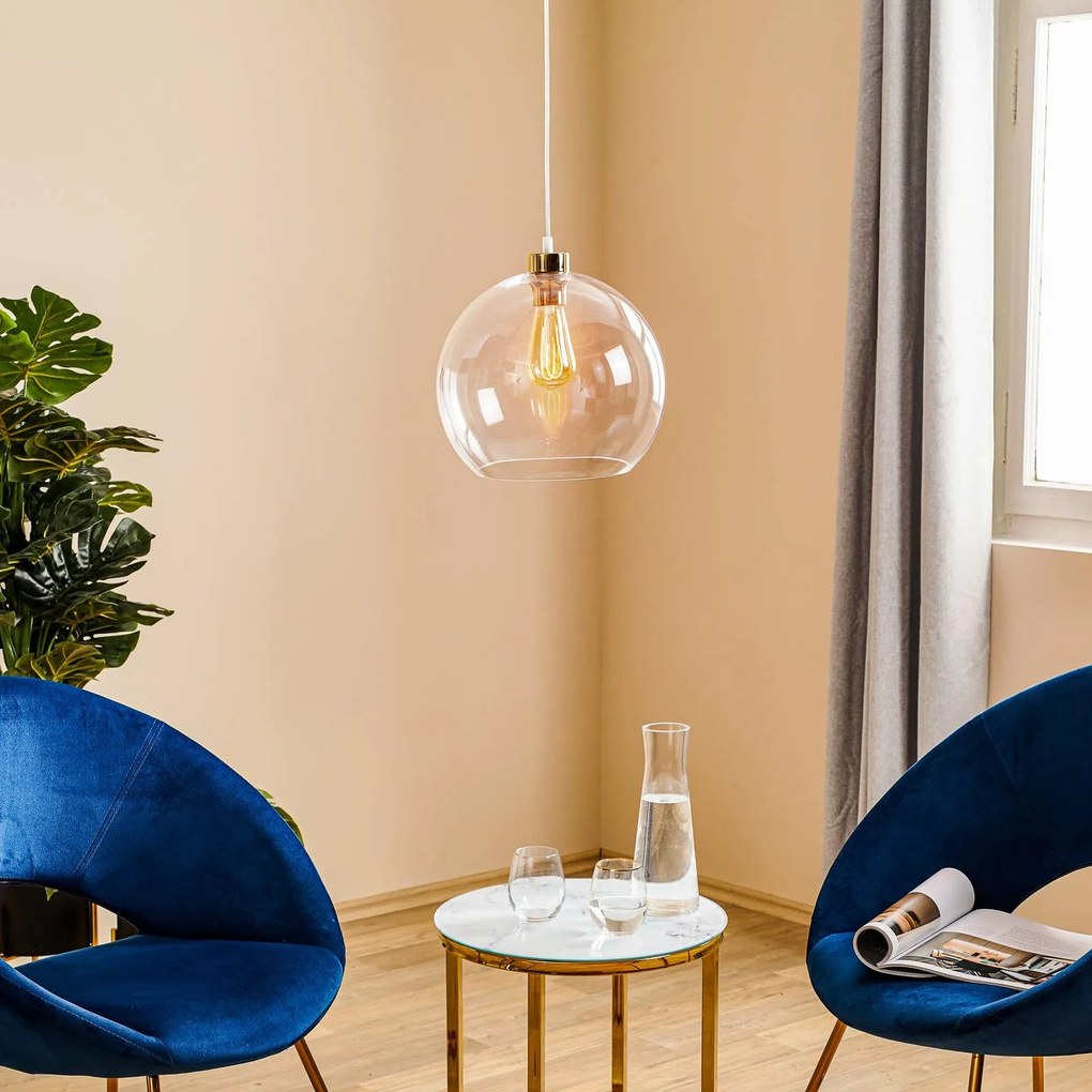 Lampada a sospensione in vetro Cubus TK Lighting, dimmerabile, Chiaro / Trasparente, Soggiorno / Sala da pranzo, Vetro, Moderno, Lampada a sospensione