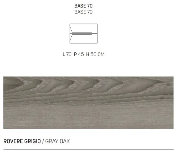 Mobile sospeso bagno HAITI 70 cm 2 cassetti Rovere Grigio