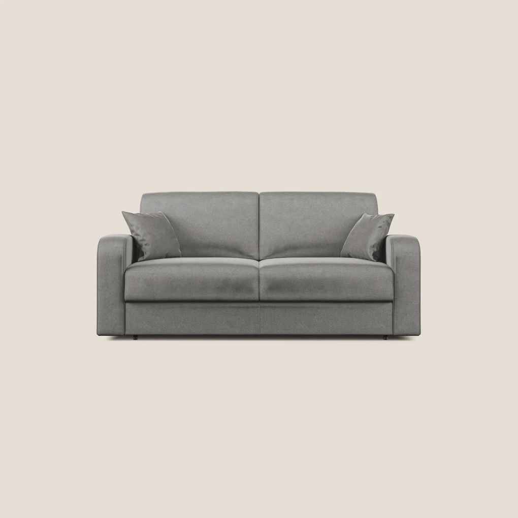 Lebron Divano letto matrimoniale in velluto morbido T01 grigio 196 cm (mat. 140x197)