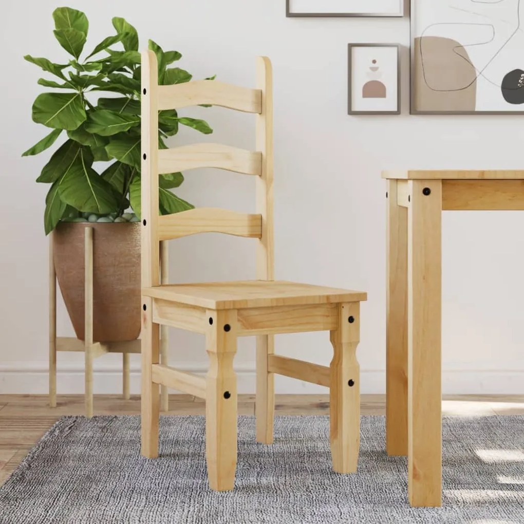 Sedie Da Pranzo 2 Pz Corona 42x47x107 Cm İn Legno Massello Di Pino /