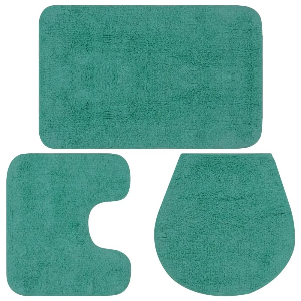 Set Tappetini Per Bagno 3 Pz İn Tessuto Turchese /