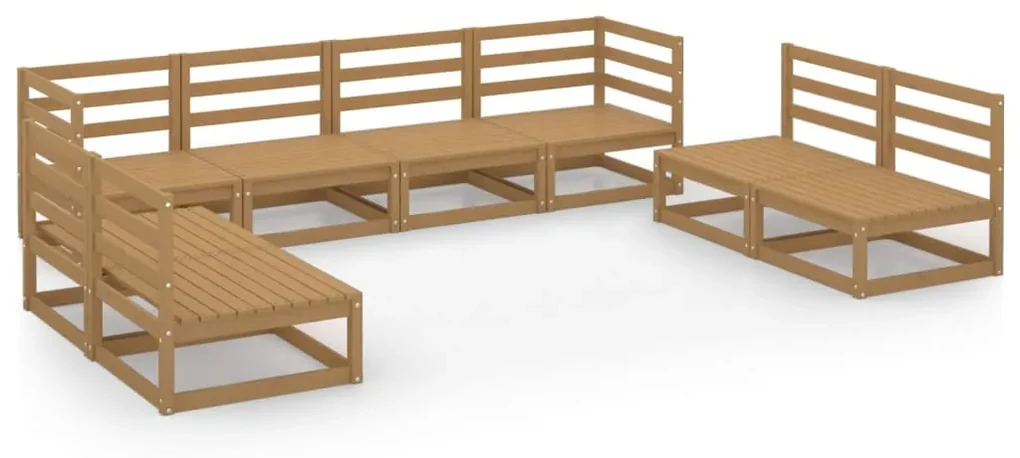 Set divani da giardino 8 pz miele in legno massello di pino