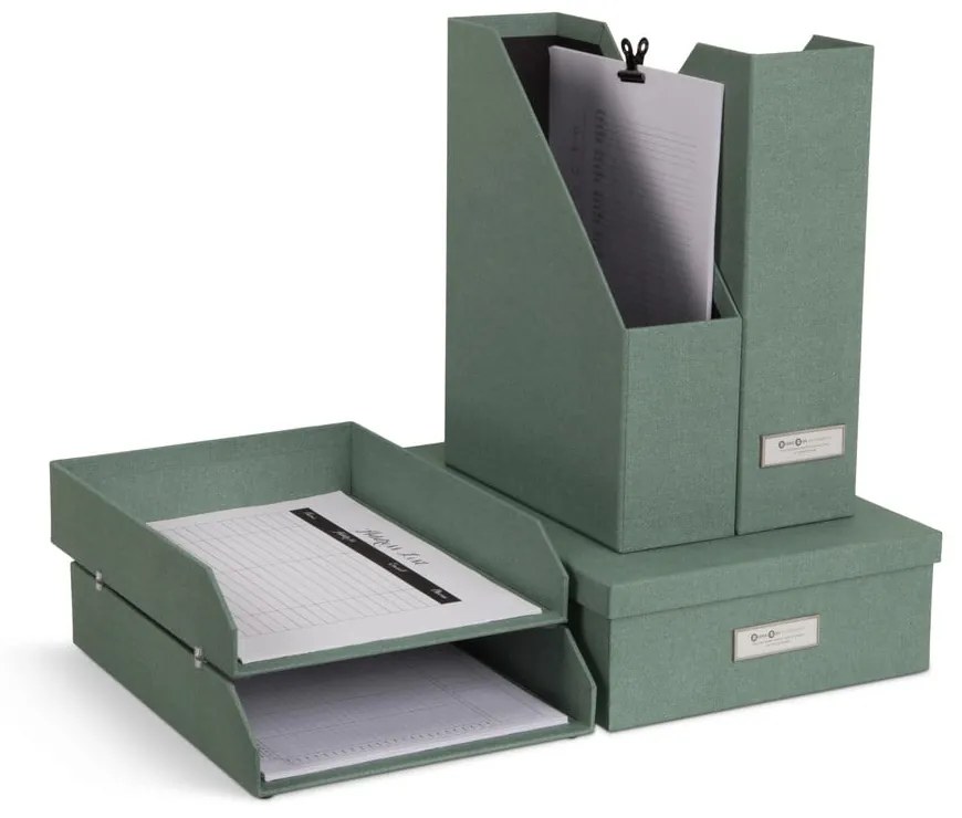 Set di organizer verdi in cartone per documenti 5 pz Holger Canvas Paper Laminate – Bigso
