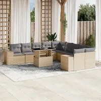 Set Divani da Giardino 11 pz con Cuscini Beige in Polyrattan 3269429