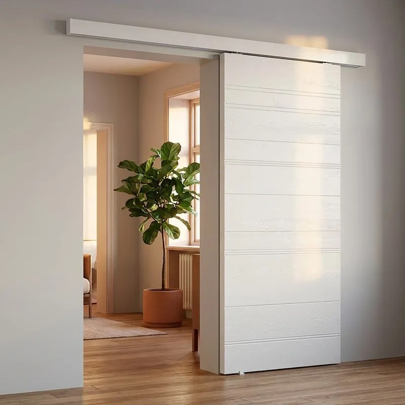 Porta scorrevole reversibile Mast in mdf bianco, L 93 x H 212 cm, con binario Meli