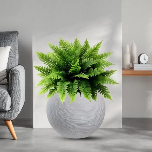 Vaso in resina da esterno interno tondo a sfera d.40x33h Botticelli Beige