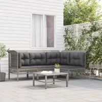 Set Divani da Giardino 4 pz con Cuscini in Polyrattan Grigio 319665