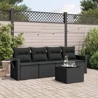 Set Divani da Giardino 5 pz con Cuscini in Polyrattan Nero 3252222